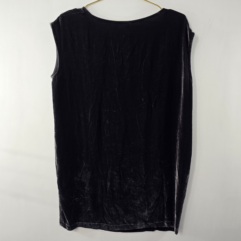 Anthropologie Nuthatch Velvet Dress Mini Silk Blend Sleeveless Shift Gray Sz M/L - Picture 7 of 7
